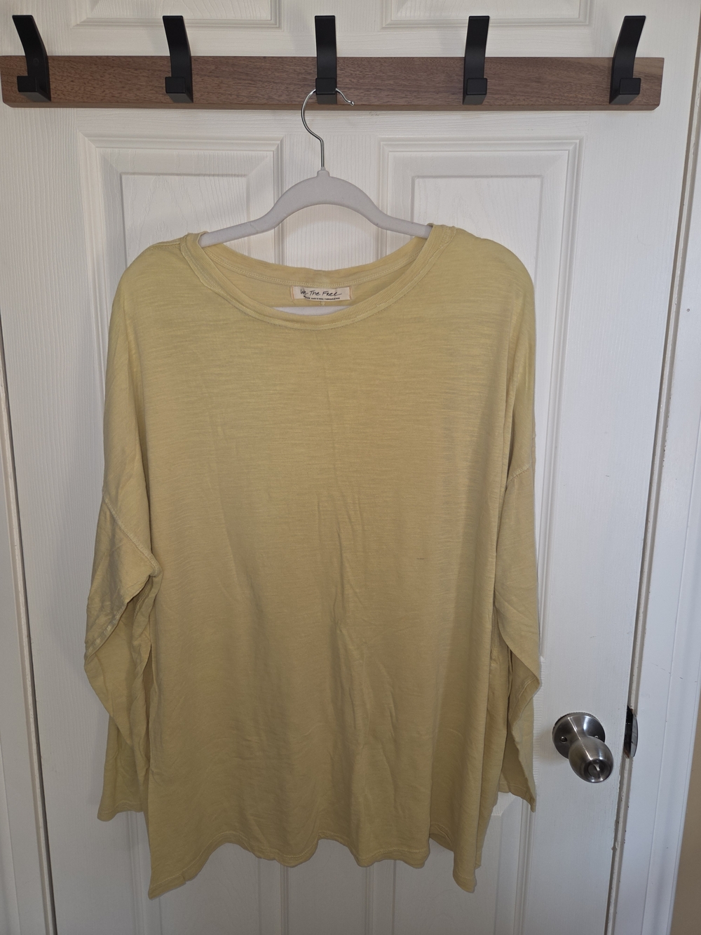 We The Free Oversized Scoop Neck Long Sleeve Top - Pale Yellow